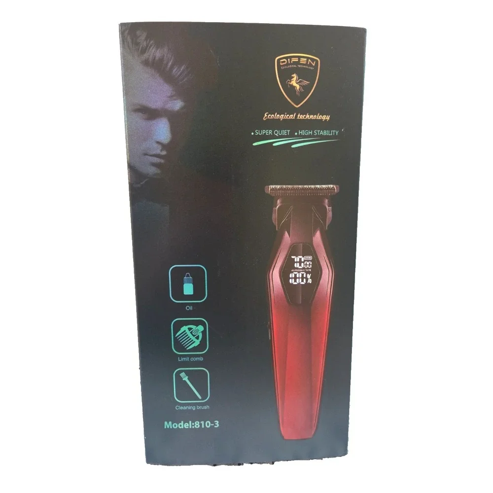 Difen Men's Professional Hair Trimmer Red Rechargeable Super Quiet Brand New